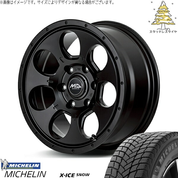 RAV4 アルファード ヴェルファイア 235/70R16 スタッドレスタイヤ ホイール 4本セット 新品 | ミシュラン (MICHELIN) エックスアイス スノー (X-ICE SNOW) × エムアイディー (MID) MIDホイール マッドエージェント セミグロスブラック 16インチ 7.0J +40 5穴114.3