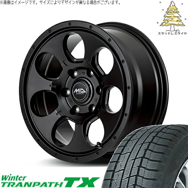 ヴェルファイア 215/70R16 スタッドレスタイヤ ホイール 4本セット 新品 | トーヨータイヤ (TOYO) ウィンタートランパス TX (WinterTRANPATH TX) × エムアイディー (MID) MIDホイール マッドエージェント セミグロスブラック 16インチ 7.0J +40 5穴114.3