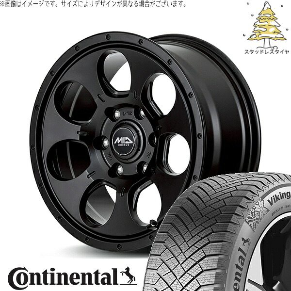 プリウスα 215/60R16 スタッドレスタイヤ ホイール 4本セット 新品 | コンチネンタル (CONTINENTAL) バイキングコンタクト エイト (VikingContact8) × エムアイディー (MID) MIDホイール マッドエージェント セミグロスブラック 16インチ 7.0J +40 5穴114.3|タイヤショップ オールテレーン