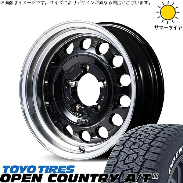 スズキ ジムニー JB64 JB23 JA22 JA12 225/70R16 サマータイヤ ホイール 4本セット 新品 | トーヨータイヤ (TOYO TIRE) オープンカントリー A/T3 × エムアイディー (MID) MIDホイール ガルシア シスコ タイプ2 ブラックリムポリッシュ 16インチ 5.5J +20 5穴139.7