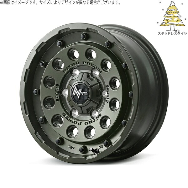 ハイエース専用 215/65R16 スタッドレスタイヤ ホイール 4本セット 新品 | おすすめ輸入タイヤ × エムアイディー (MID) ナイトロパワー H12 ショットガン セミグロスODグリーン 16インチ 6.5J +38 6穴139.7|タイヤショップ オールテレーン
