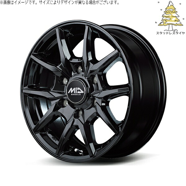 ハイエース専用 215/70R16 スタッドレスタイヤ ホイール 4本セット 新品 | おすすめ輸入タイヤ × エムアイディー (MID) MIDホイール KG25 ブラック 16インチ 6.5J +38 6穴139.7|タイヤショップ オールテレーン