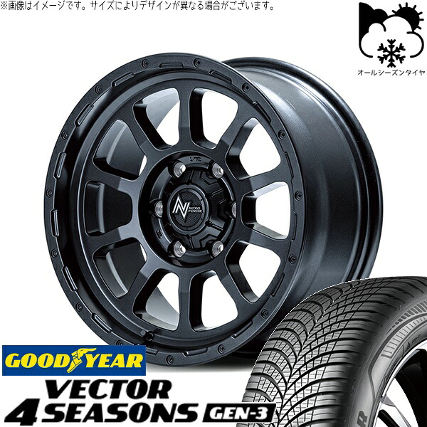 プリウスα 215/60R16 オールシーズンタイヤ ホイール 4本セット 新品 | グッドイヤー (GOODYEAR) ベクター4シーズンズ GEN-3 × エムアイディー (MID) ナイトロパワー M10 パーシング バレルブラック 16インチ 7J +40 5穴114.3|タイヤショップ オールテレーン