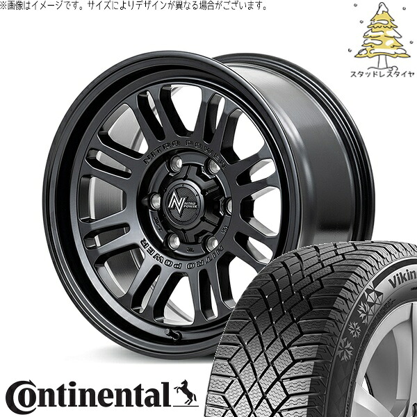 ハイエース専用 215/70R16 スタッドレスタイヤ ホイール 4本セット 新品 | コンチネンタル (Continental) バイキングコンタクト7 × エムアイディー (MID) ナイトロパワー M16 アサルト セミグロスブラック 16インチ 6.5J +38 6穴139.7|タイヤショップ オールテレーン