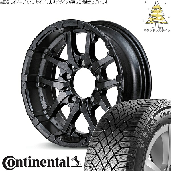 ジムニーシエラ 215/70R16 スタッドレスタイヤ ホイール 4本セット 新品 | コンチネンタル (Continental) バイキングコンタクト7 × エムアイディー (MID) ナイトロパワー M26 クロスファング バレルブラック 16インチ 6J -5 5穴139.7|タイヤショップ オールテレーン