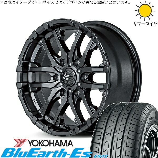 ハイエース専用 215/65R16 サマータイヤ ホイール 4本セット 新品 | ヨコハマタイヤ (YOKOHAMA) ブルーアース ES32 × エムアイディー (MID) ナイトロパワー M26 クロスファング バレルブラック 16インチ 6.5J +38 6穴139.7