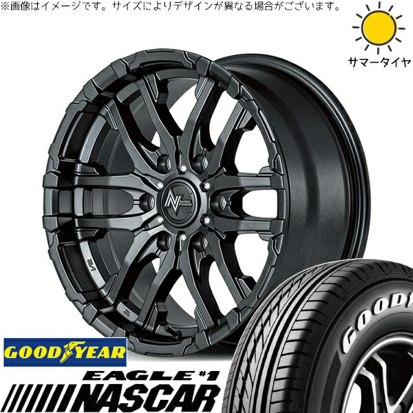 キャラバン専用 215/60R17 サマータイヤ ホイール 4本セット 新品 | グッドイヤー (GOODYEAR) イーグル ナスカー × エムアイディー (MID) ナイトロパワー M26 クロスファング バレルブラック 17インチ 6.5J +48 6穴139.7