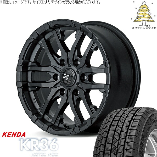 スズキ ジムニー JB64 JB23 JA22 JA12 175/80R16 スタッドレスタイヤ ホイール 4本セット 新品 | ケンダ (KENDA) アイステックネオ KR36 &times; エムアイディー (MID) ナイトロパワー M26 クロスファング ブラストブラック 16インチ 5.5J +20 5穴139.7｜タイヤショップ オールテレーン