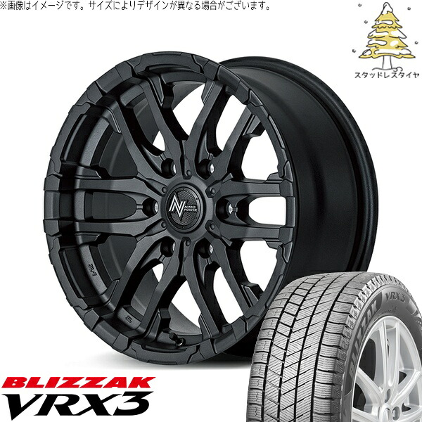 ハイエース専用 215/65R16 スタッドレスタイヤ ホイール 4本セット 新品 | ブリヂストン (BRIDGESTONE) ブリザック VRX3 &times; エムアイディー (MID) ナイトロパワー M26 クロスファング ブラストブラック 16インチ 6.5J +38 6穴139.7｜タイヤショップ オールテレーン