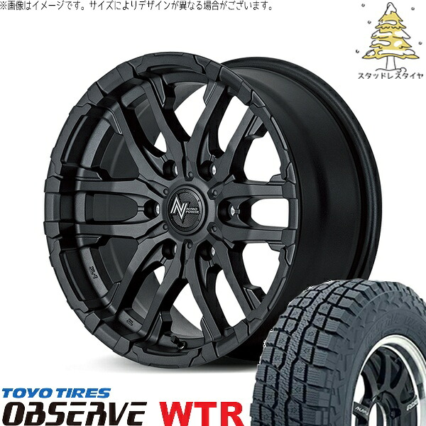 スズキ ジムニー JB64 JB23 JA22 JA12 185/85R16 スタッドレスタイヤ ホイール 4本セット 新品 | トーヨータイヤ (TOYO TIRE) オブザーブ W/T-R &times; エムアイディー (MID) ナイトロパワー M26 クロスファング ブラストブラック 16インチ 5.5J +20 5穴139.7｜タイヤショップ オールテレーン 104,940円