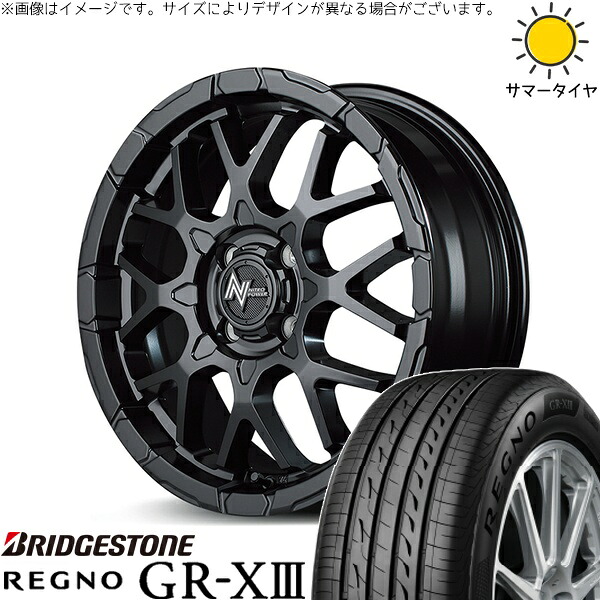フィールダー 195/50R16 サマータイヤ ホイール 4本セット 新品 | ブリヂストン (BRIDGESTONE) レグノ GR-X3 × エムアイディー (MID) ナイトロパワー M28 バレット セミグロスブラック 16インチ 6J +40 4穴100