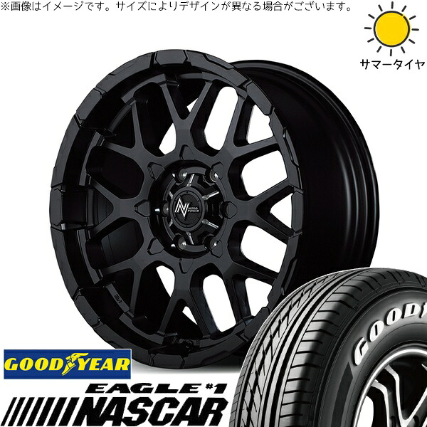 キャラバン専用 215/60R17 サマータイヤ ホイール 4本セット 新品 | グッドイヤー (GOODYEAR) イーグル ナスカー × エムアイディー (MID) ナイトロパワー M28 バレット セミグロスブラック 17インチ 6.5J +48 6穴139.7|タイヤショップ オールテレーン