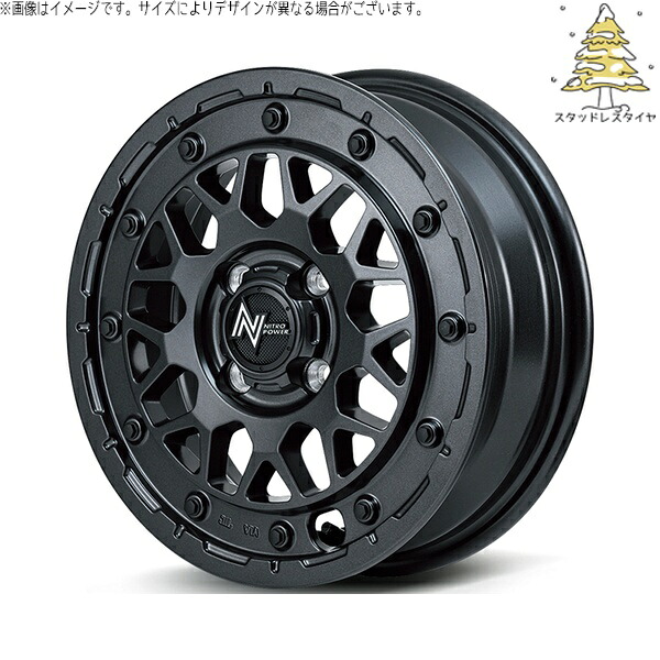 NBOX スペーシア タント デリカミニ 155/65R14 スタッドレスタイヤ ホイール 4本セット 新品 | おすすめ輸入タイヤ &times; エムアイディー (MID) ナイトロパワー M29 スティンガー バレルブラック 14インチ 4.5J +45 4穴100｜タイヤショップ オールテレーン