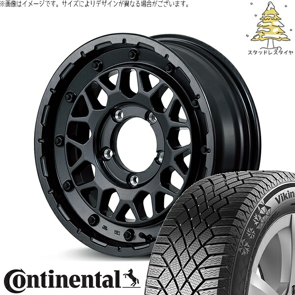 ジムニーシエラ 215/70R16 スタッドレスタイヤ ホイール 4本セット 新品 | コンチネンタル (Continental) バイキングコンタクト7 &times; エムアイディー (MID) ナイトロパワー M29 スティンガー バレルブラック 16インチ 6J -5 5穴139.7｜タイヤショップ オールテレーン