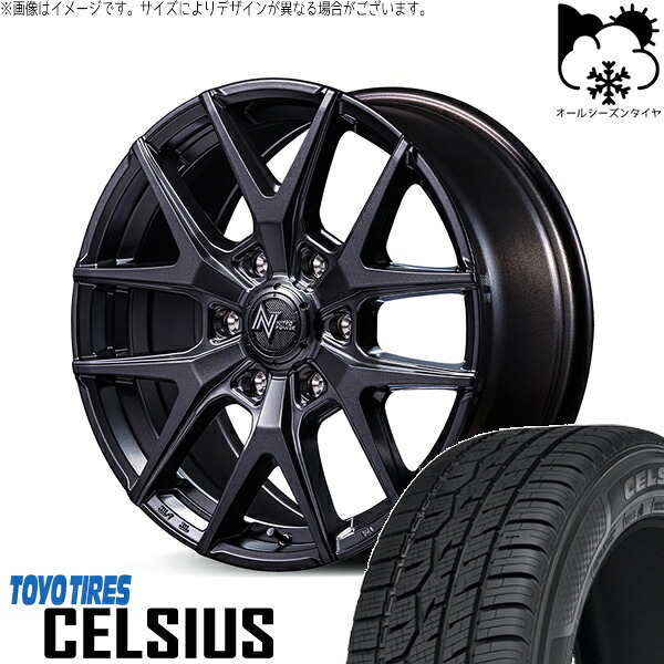 ハイエース専用 215/60R17 オールシーズンタイヤ ホイール 4本セット 新品 | トーヨータイヤ (TOYO TIRE) セルシアス &times; エムアイディー (MID) ナイトロパワー M62 トマホーク バレルブラック 17インチ 6.5J +38 6穴139.7｜タイヤショップ オールテレーン