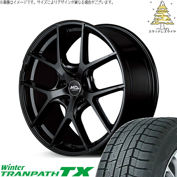 クラウンクロスオーバー 225/55R19 スタッドレスタイヤ ホイール 4本セット 新品 | トーヨータイヤ (TOYO) ウィンタートランパス TX (WinterTRANPATH TX) × エムアイディー (MID) MIDホイール レフィナーダ モーション4 グロスブラック 19インチ 8J +45 5穴114.3