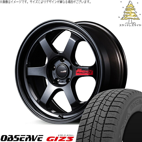 リーフ ルミオン 215/45R17 スタッドレスタイヤ ホイール 4本セット 新品 | トーヨータイヤ (TOYO TIRE) オブザーブ GIZ3 × エムアイディー (MID) MIDレーシング R06 クリスタルブラック 17インチ 7.5J +44 5穴114.3|タイヤショップ オールテレーン