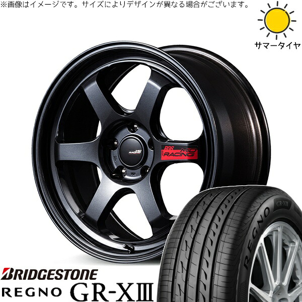 ヴォクシー 215/45R18 サマータイヤ ホイール 4本セット 新品 | ブリヂストン (BRIDGESTONE) レグノ GR-X3 × エムアイディー (MID) MIDレーシング R06 クリスタルブラック 18インチ 7.5J +50 5穴114.3