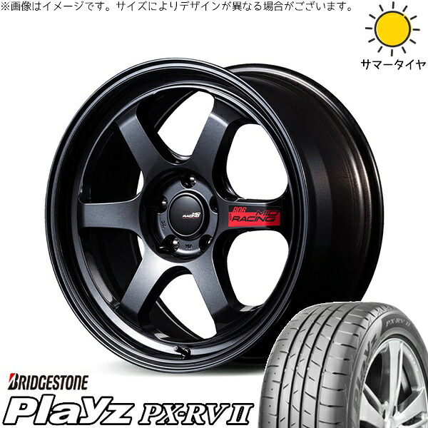 ヴォクシー 215/45R18 サマータイヤ ホイール 4本セット 新品 | ブリヂストン (BRIDGESTONE) プレイズ PX-RV2 × エムアイディー (MID) MIDレーシング R06 クリスタルブラック 18インチ 7.5J +50 5穴114.3