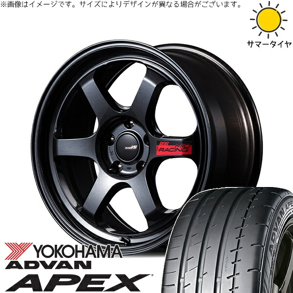 R33 R34 GT-R 265/35R18 サマータイヤ ホイール 4本セット 新品 | ヨコハマタイヤ (YOKOHAMA) アドバン APEX V601 × エムアイディー (MID) MIDレーシング R06 クリスタルブラック 18インチ 10.5J +22 5穴114.3|タイヤショップ オールテレーン
