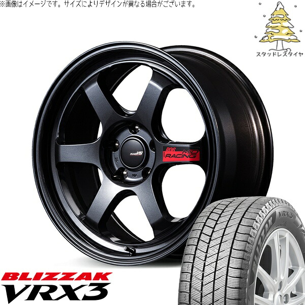 ホンダ CR-Z 205/45R17 スタッドレスタイヤ ホイール 4本セット 新品 | ブリヂストン (BRIDGESTONE) ブリザック VRX3 × エムアイディー (MID) MIDレーシング R06 クリスタルブラック 17インチ 7.5J +44 5穴114.3|タイヤショップ オールテレーン
