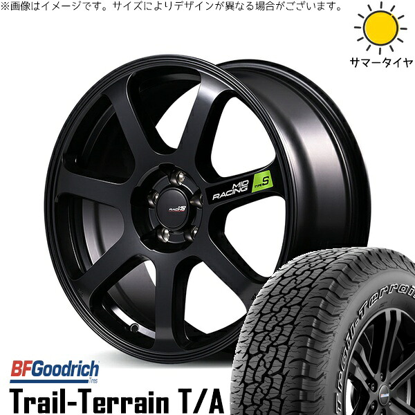 RAV4 ハリアー エクストレイル 225/60R18 サマータイヤ ホイール 4本セット 新品 | BFグッドリッチ (BF Goodrich) トレイルテレーン T/A × エムアイディー (MID) MIDレーシング R07 タイプS セミグロスブラック 18インチ 8J +45 5穴114.3|タイヤショップ オールテレーン