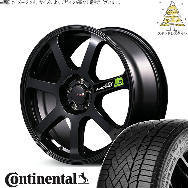 RAV4 ハリアー エクストレイル 225/60R18 スタッドレスタイヤ ホイール 4本セット 新品 | コンチネンタル (Continental) ノースコンタクト NC7 × エムアイディー (MID) MIDレーシング R07 タイプS セミグロスブラック 18インチ 8J +45 5穴114.3|タイヤショップ オールテレーン