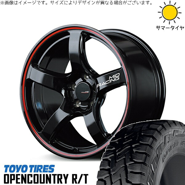 ZR-V クロストレック 225/60R17 サマータイヤ ホイール 4本セット 新品 | トーヨータイヤ (TOYO TIRE) オープンカントリー R/T &times; エムアイディー (MID) MIDレーシング R50 ブラック/リムレッドライン 17インチ 7J +48 5穴114.3｜タイヤショップ オールテレーン 102,685円