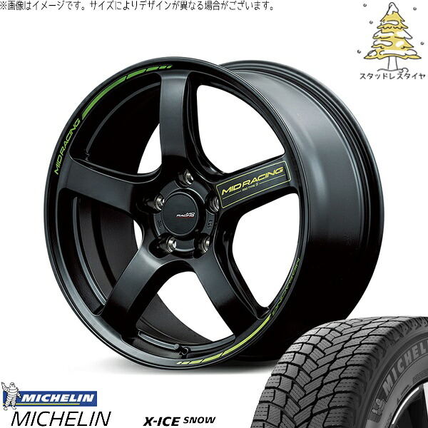 GN アウトランダー 235/60R18 スタッドレスタイヤ ホイール 4本セット 新品 | ミシュラン (MICHELIN) エックスアイス スノー × エムアイディー (MID) MIDレーシング R50 タイプS セミグロスブラック 18インチ 8J +45 5穴114.3|タイヤショップ オールテレーン