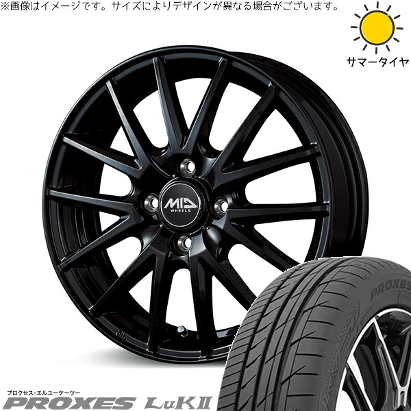 軽自動車 引っ張り 155/65R14 サマータイヤ ホイール 4本セット 新品 | トーヨータイヤ (TOYO TIRE) プロクセス LuK2 &times; エムアイディー (MID) MIDホイール SQ27 メタリックブラック 14インチ 5.5J +45 4穴100｜タイヤショップ オールテレーン