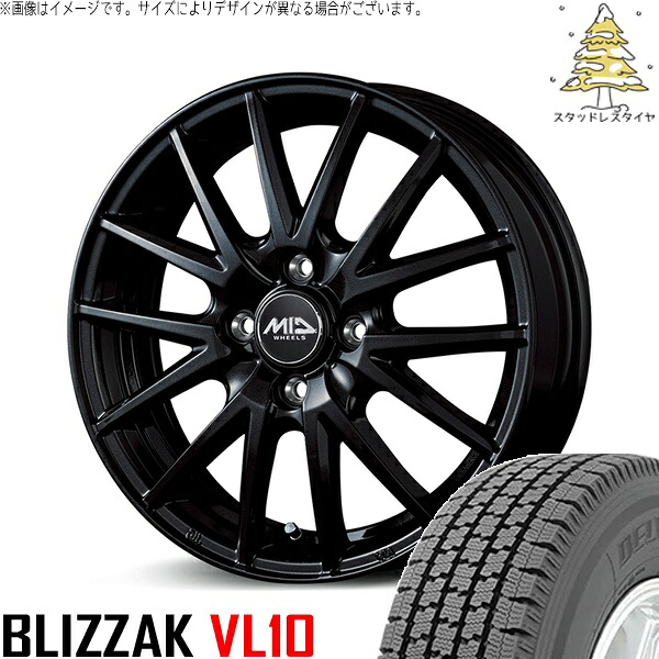 タント ムーブ ワゴンR ラパン 145/80R13 スタッドレスタイヤ ホイール 4本セット 新品 | ブリヂストン (BRIDGESTONE) ブリザック VL10 (BLIZZAK VL10) × エムアイディー (MID) MIDホイール SQ27 メタリックブラック 13インチ 4.00B +43 4穴100|タイヤショップ オールテレーン