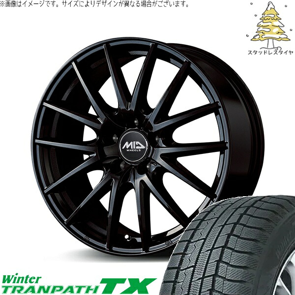 UX CH-R エスティマ 225/50R18 スタッドレスタイヤ ホイール 4本セット 新品 | トーヨータイヤ (TOYO) ウィンタートランパス TX (WinterTRANPATH TX) × エムアイディー (MID) MIDホイール SQ27 メタリックブラック 18インチ 8J +42 5穴114.3|タイヤショップ オールテレーン