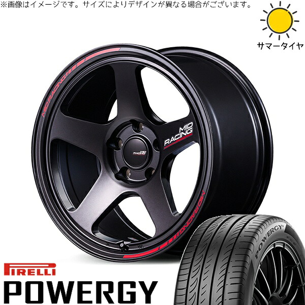 デリカD5 アウトランダー 225/55R18 サマータイヤ ホイール 4本セット 新品 | ピレリ (PIRELLI) パワジー × エムアイディー (MID) MIDレーシング TR50 ターマックブラック 18インチ 8J +45 5穴114.3|タイヤショップ オールテレーン