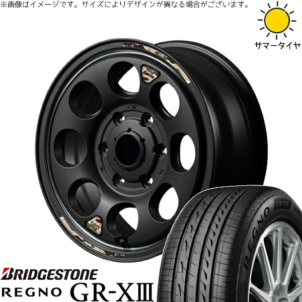 ハイエース専用 215/65R16 サマータイヤ ホイール 4本セット 新品 | ブリヂストン (BRIDGESTONE) レグノ GR-X3 RV &times; エムアイディー (MID) MIDホイール x DOD ウシャリン セミグロスブラック/リム 16インチ 6.5J +38 6穴139.7｜タイヤショップ オールテレーン