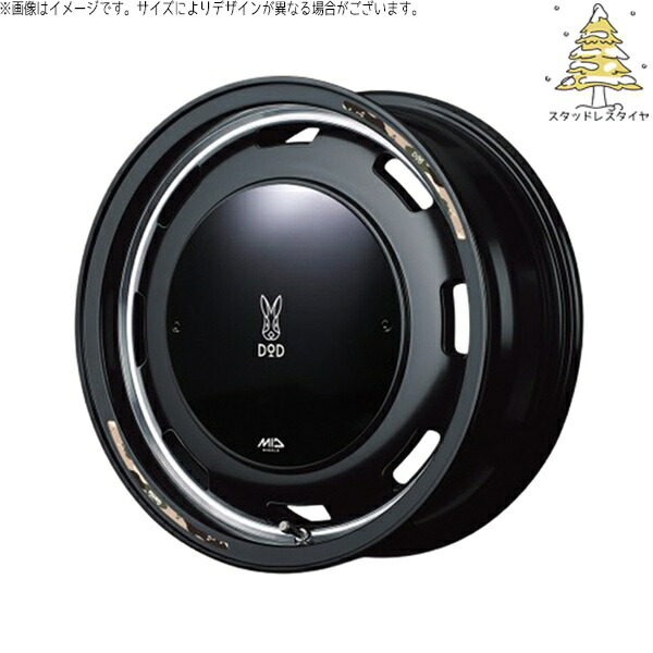 ハスラー デリカミニ ソリオ 165/65R14 スタッドレスタイヤ ホイール 4本セット 新品 | おすすめ輸入タイヤ &times; エムアイディー (MID) MIDホイール x DOD ウシャリントバリ セミグロスブラック 14インチ 4.5J +45 4穴100｜タイヤショップ オールテレーン 74,294円