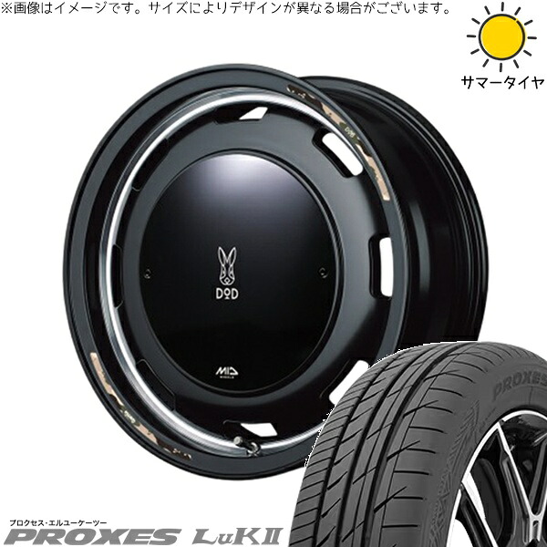 エブリィワゴン 165/60R14 サマータイヤ ホイール 4本セット 新品 | トーヨータイヤ (TOYO TIRE) プロクセス LuK2 × エムアイディー (MID) MIDホイール x DOD ウシャリントバリ セミグロスブラック 14インチ 4.5J +45 4穴100