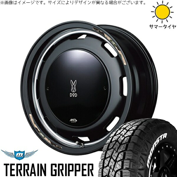 ジムニーシエラ 215/70R16 サマータイヤ ホイール 4本セット 新品 | モンスタタイヤ (MONSTA TYRE) テレーングリッパー (TERRAIN GRIPPER) × エムアイディー (MID) MIDホイール x DOD ウシャリントバリ セミグロスブラック 16インチ 6J -5 5穴139.7