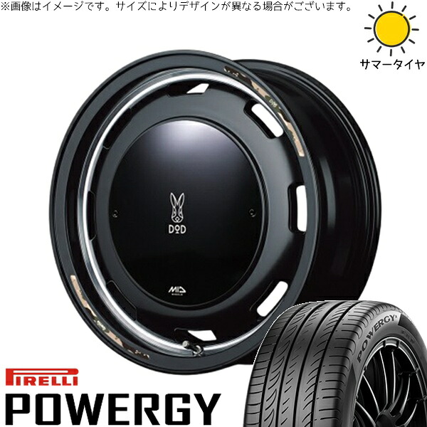 タフト リフトアップ 175/65R15 サマータイヤ ホイール 4本セット 新品 | ピレリ (PIRELLI) パワジー &times; エムアイディー (MID) MIDホイール x DOD ウシャリントバリ セミグロスブラック 15インチ 4.5J +45 4穴100｜タイヤショップ オールテレーン