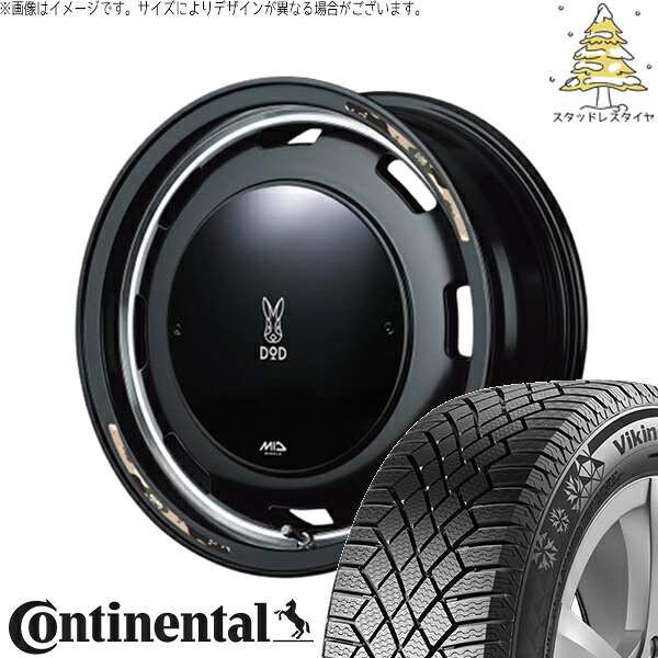 ジムニーシエラ 215/70R16 スタッドレスタイヤ ホイール 4本セット 新品 | コンチネンタル (CONTINENTAL) バイキングコンタクト セブン (VikingContact7) × エムアイディー (MID) MIDホイール x DOD ウシャリントバリ セミグロスブラック 16インチ 6J -5 5穴139.7
