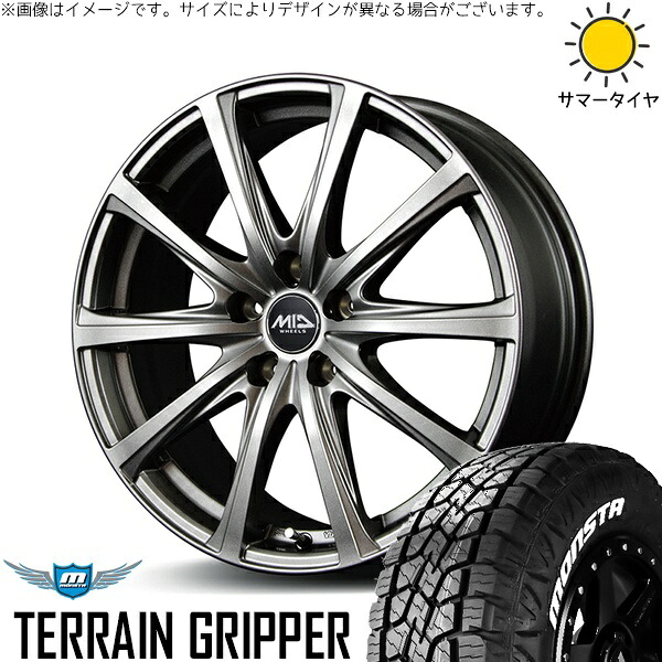 ZR-V クロストレック 215/70R16 サマータイヤ ホイール 4本セット 新品 | モンスタタイヤ (MONSTA TYRE) テレーングリッパー (TERRAIN GRIPPER) × エムアイディー (MID) MIDホイール V25 メタリックグレー 16インチ 6.5J +38 5穴114.3