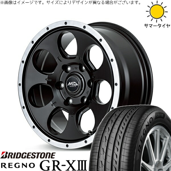 プリウスα 215/60R16 サマータイヤ ホイール 4本セット 新品 | ブリヂストン (BRIDGESTONE) レグノ GR-X3 × エムアイディー (MID) MIDホイール ロードマックス WO-7 セミグロスブラックフランジDC 16インチ 7J +40 5穴114.3|タイヤショップ オールテレーン