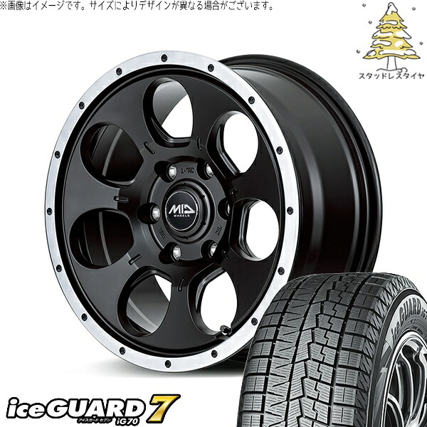 30アルファード 215/65R16 スタッドレスタイヤ ホイール 4本セット 新品 | ヨコハマタイヤ (YOKOHAMA) アイスガード セブン (iceGUARD7 IG70) × エムアイディー (MID) MIDホイール WO-7 セミグロスブラックフランジDC 16インチ 7.0J +40 5穴114.3