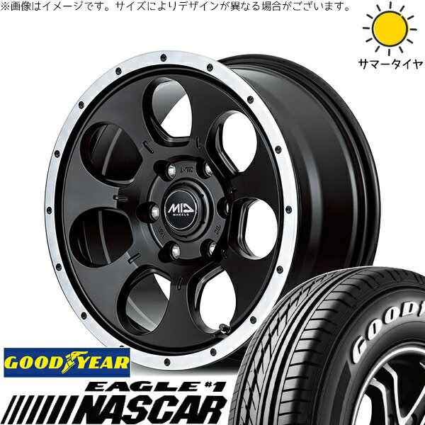 カローラクロス 215/65R16 サマータイヤ ホイール 4本セット 新品 | グッドイヤー (GOODYEAR) イーグル ナスカー &times; エムアイディー (MID) MIDホイール ロードマックス WO-7 セミグロスブラックフランジDC 16インチ 7J +40 5穴114.3｜タイヤショップ オールテレーン