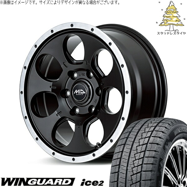 ステップワゴン 205/60R16 スタッドレスタイヤ ホイール 4本セット 新品 | ネクセン (NEXEN) ウィンガード アイス2 &times; エムアイディー (MID) MIDホイール ロードマックス WO-7 セミグロスブラックフランジDC 16インチ 7J +40 5穴114.3｜タイヤショップ オールテレーン
