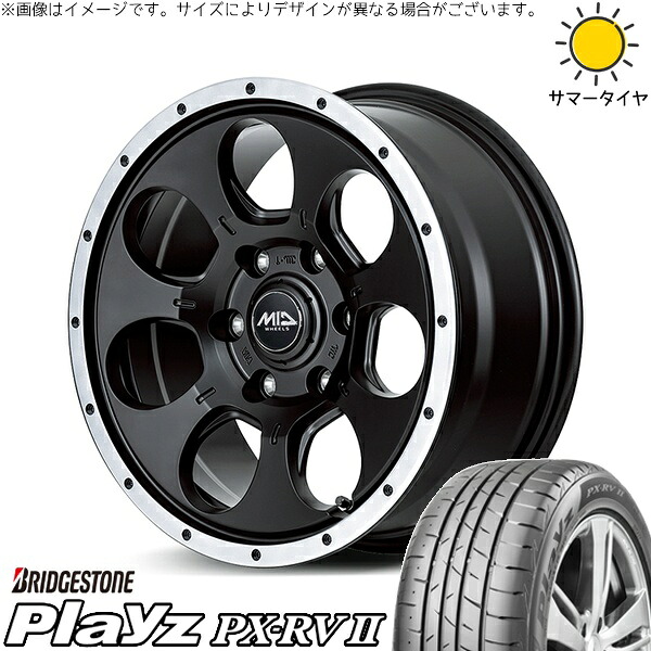 カローラクロス 215/65R16 サマータイヤ ホイール 4本セット 新品 | ブリヂストン (BRIDGESTONE) プレイズ PX-RV2 × エムアイディー (MID) MIDホイール ロードマックス WO-7 セミグロスブラックフランジDC 16インチ 7J +40 5穴114.3