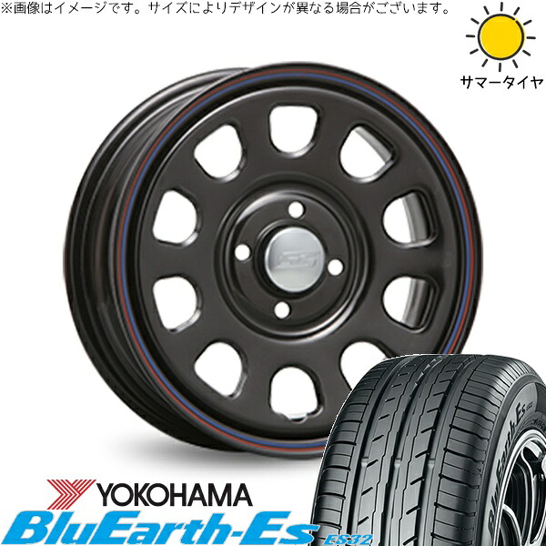 プロボックス サクシード 175/65R15 サマータイヤ ホイール 4本セット 新品 | ヨコハマタイヤ (YOKOHAMA) ブルーアース ES32 &times; エムエルジェイ (MLJ) デイトナ SS ブラック 15インチ 6J +30 4穴100｜タイヤショップ オールテレーン