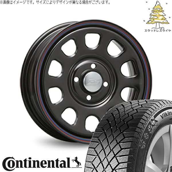 プロボックス サクシード 175/65R15 スタッドレスタイヤ ホイール 4本セット 新品 | コンチネンタル (CONTINENTAL) バイキングコンタクト セブン (VikingContact7) &times; エムエルジェイ (MLJ) デイトナ SS ブラック 15インチ 6J +30 4穴100｜タイヤショップ オールテレーン
