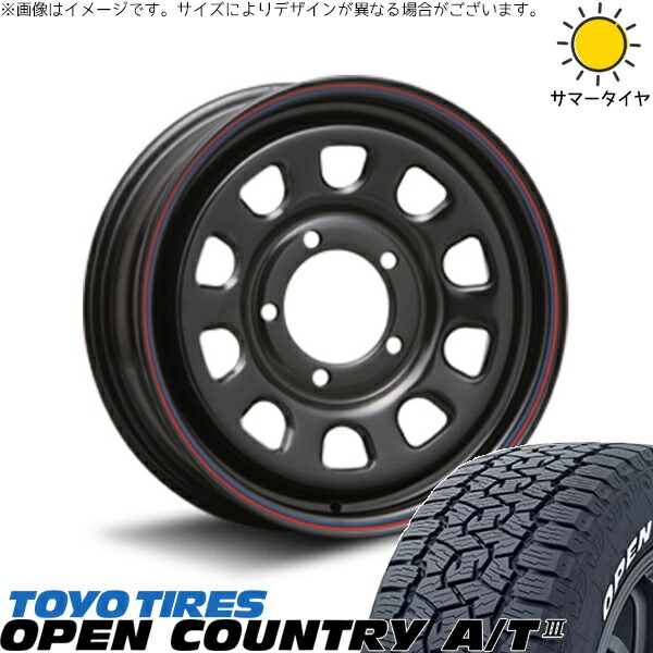 スズキ ジムニー JB64 JB23 JA22 JA12 225/70R16 サマータイヤ ホイール 4本セット 新品 | トーヨータイヤ (TOYO TIRE) オープンカントリー A/T3 × エムエルジェイ (MLJ) デイトナ SS ブラック 16インチ 5.5J +20 5穴139.7|タイヤショップ オールテレーン