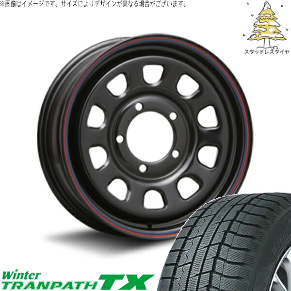 スズキ ジムニー JB64 JB23 JA22 JA12 215/70R16 スタッドレスタイヤ ホイール 4本セット 新品 | トーヨータイヤ (TOYO TIRE) ウィンタートランパス TX &times; エムエルジェイ (MLJ) デイトナ SS ブラック 16インチ 5.5J +20 5穴139.7｜タイヤショップ オールテレーン