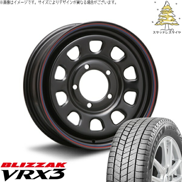 ジムニーシエラ 215/70R16 スタッドレスタイヤ ホイール 4本セット 新品 | ブリヂストン (BRIDGESTONE) ブリザック VRX3 (BLIZZAK VRX3) × エムエルジェイ (MLJ) デイトナ SS ブラック 16インチ 6J ±0 5穴139.7